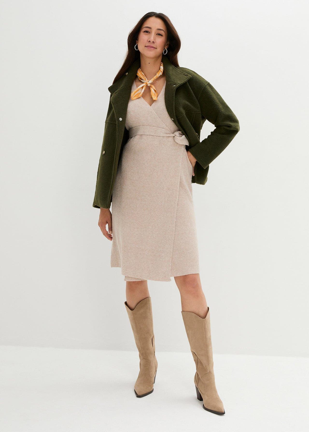 Extra mjuk stickad mamma-/amningsklänning med 3/4-ärm