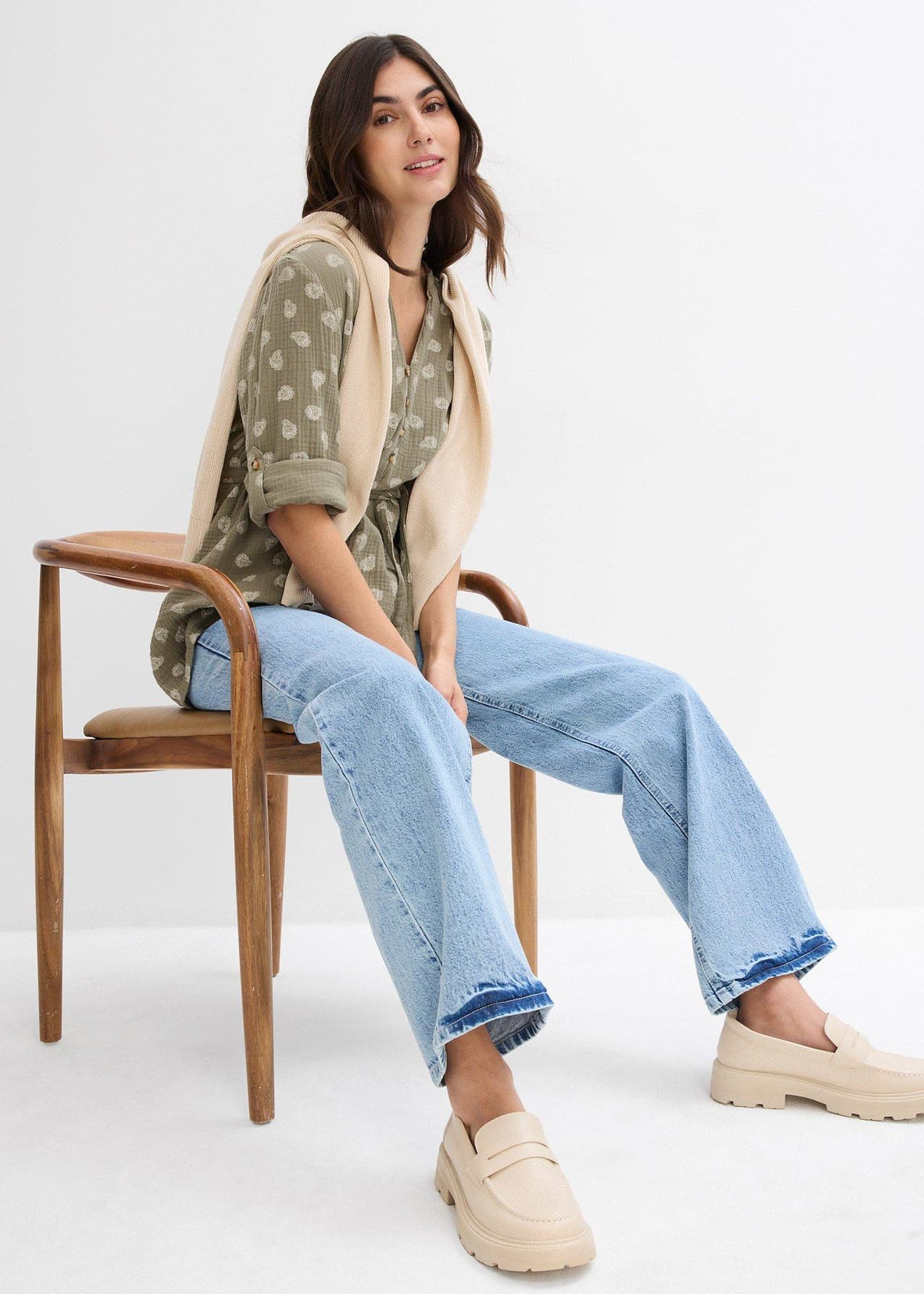 Mamma-/amningsblus i ren bomullsmuslin