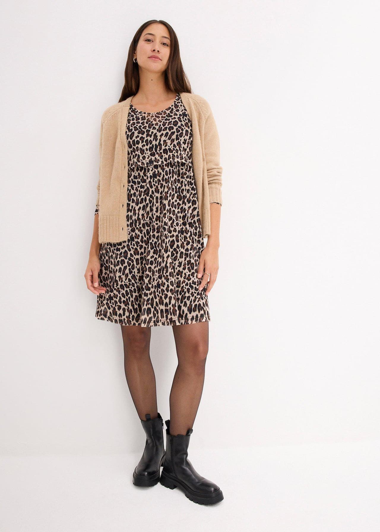 Mamma-/amningsklänning med leopardmönster