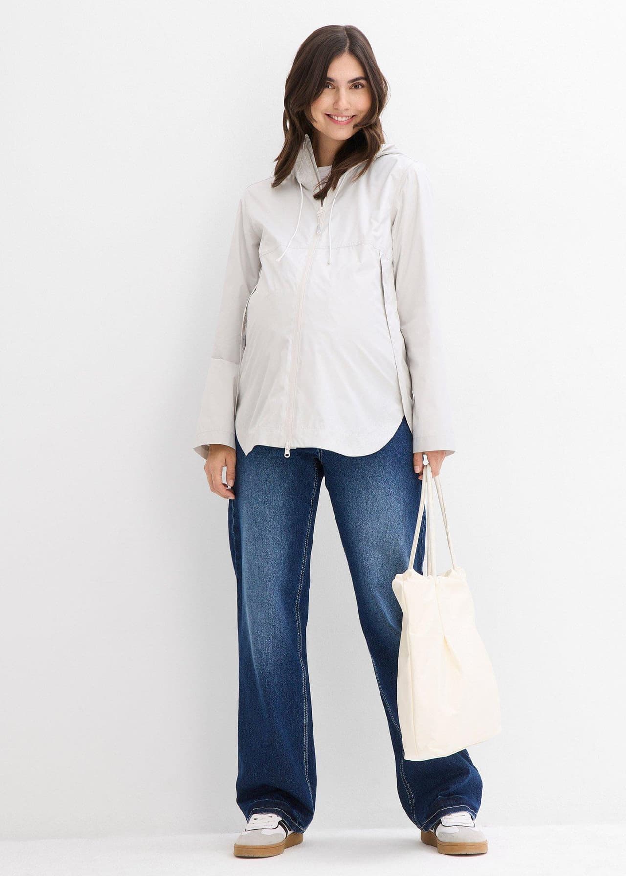 Ultralätt vind- och vattenavvisande mammajacka med babyficka