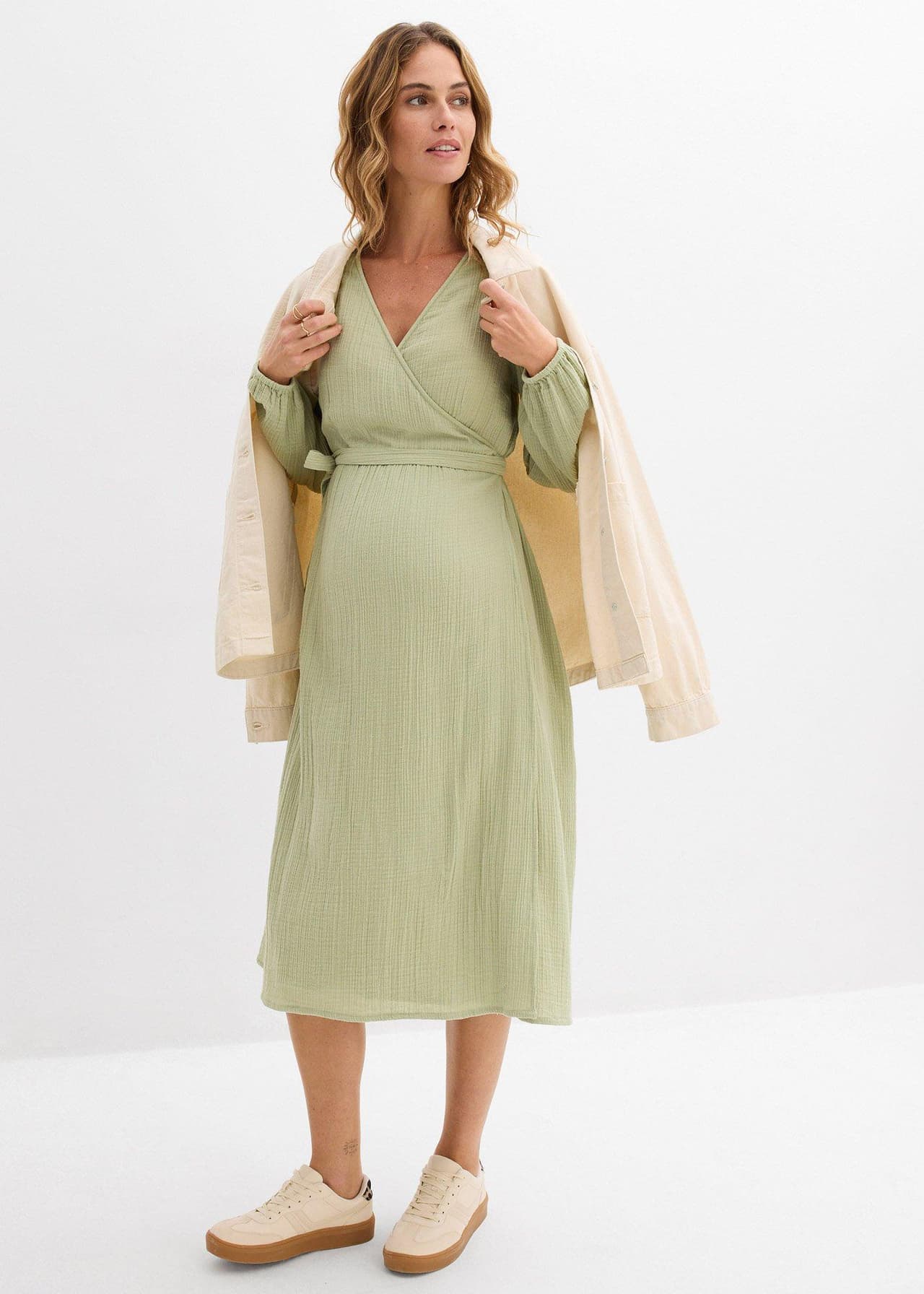 Mamma-/amningsklänning i bomullsmuslin