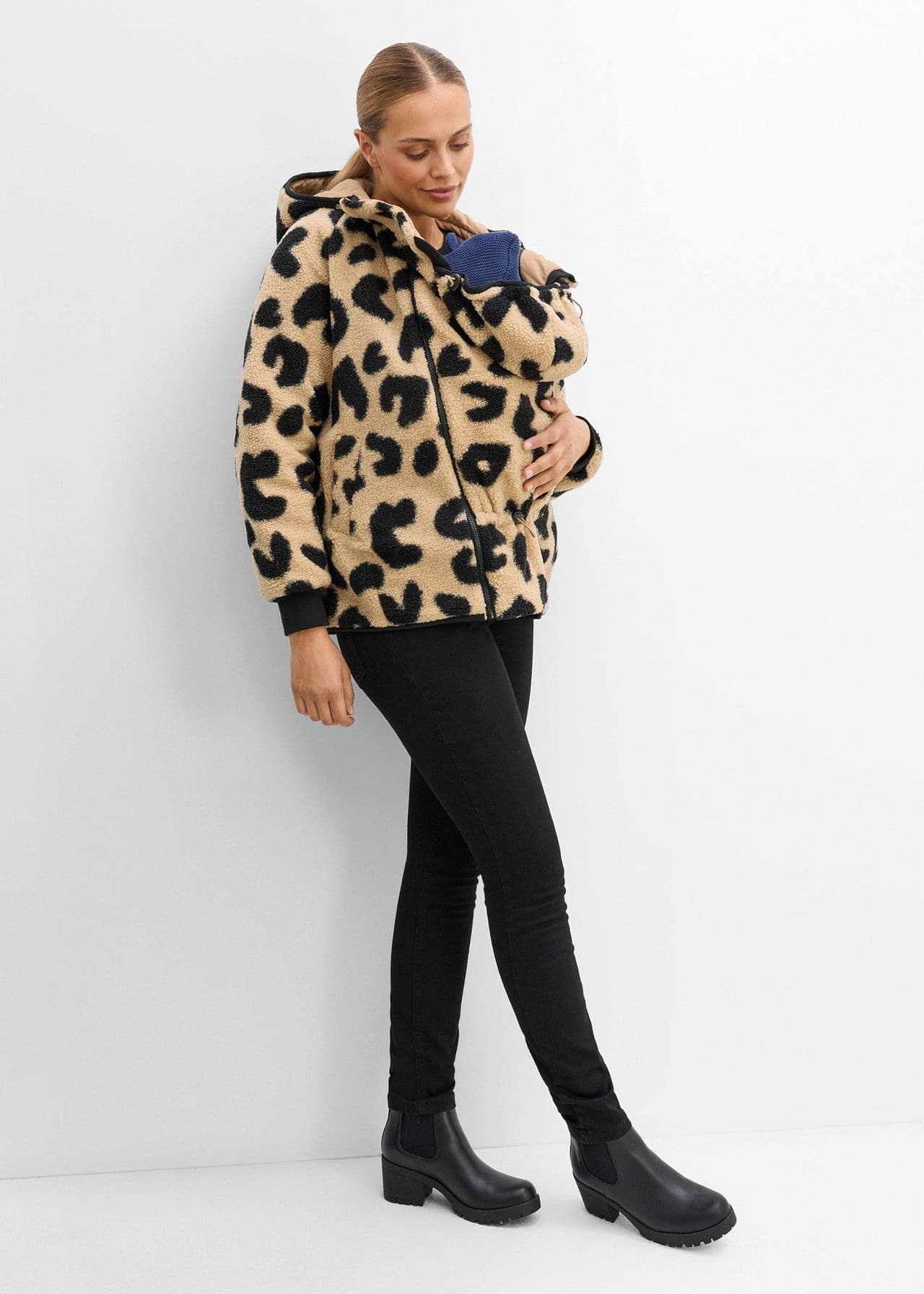 Mammajacka med babyficka, i teddyfleece från bonprix