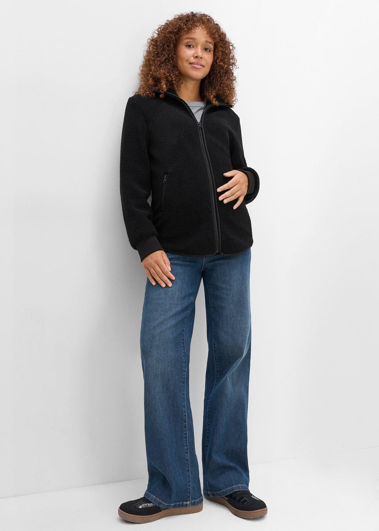 Mammajacka med babyficka, i teddyfleece från bonprix
