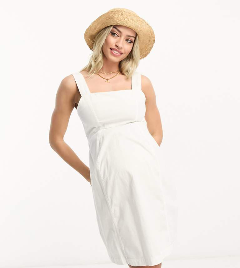 ASOS DESIGN Maternity – Vit miniklänning i mjuk denim från ASOS Maternity