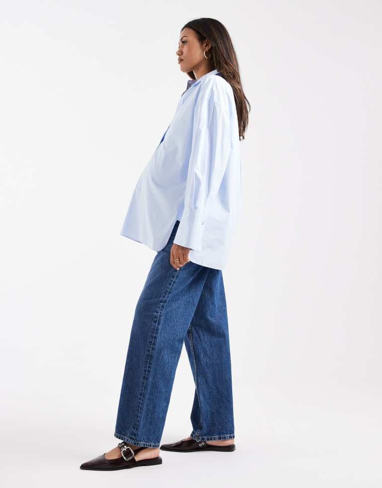 ASOS DESIGN Graviditet baggy jeans i mörkblå från ASOS Maternity - bild 2